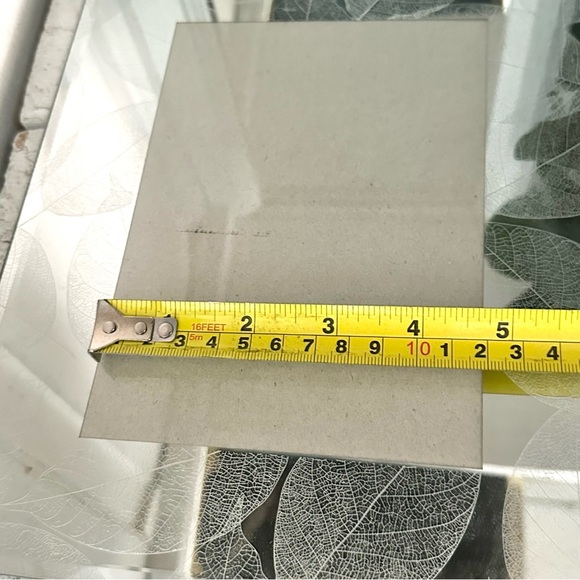 Mirrored Leaf Print Picture Photo Frame 5”x7” Opening Tabletop Silver Boho - Picture 9 of 11